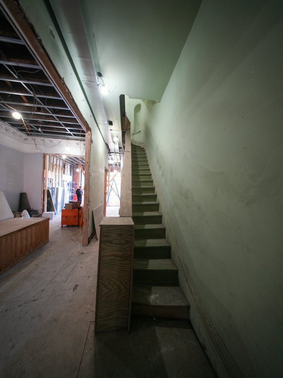 Interior staircase in a building being renovated